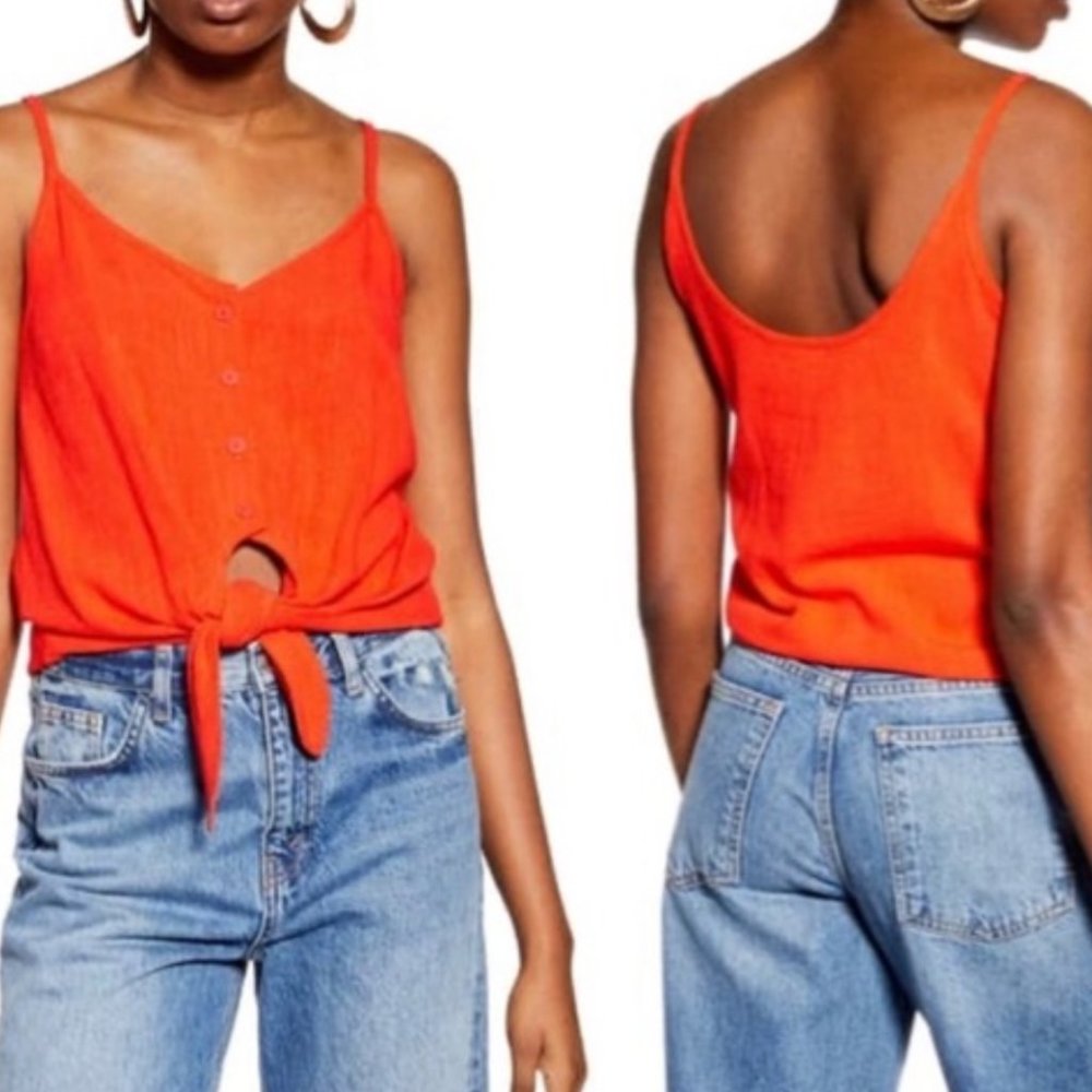Topshop Orange Knot Tie Hem Polly Camisole Tank Top 3350 - Picture 11 of 11